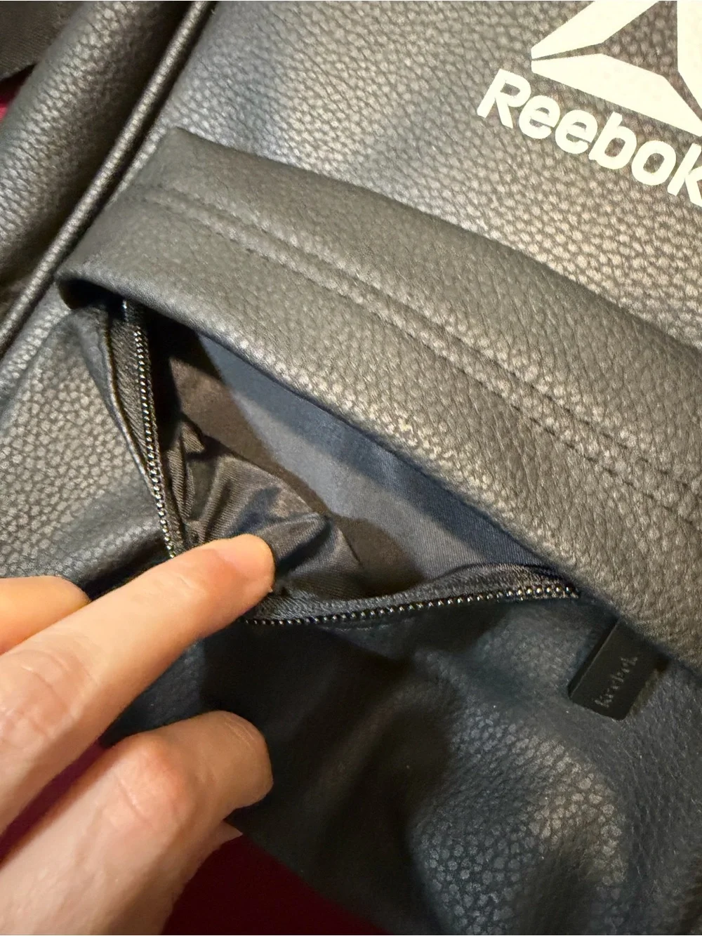 Reebok Black Textured Sling Bag with White Logo